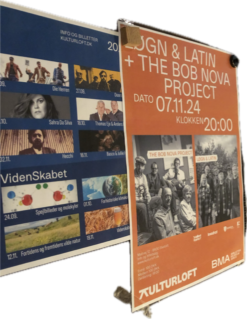 Løgn&Latin plakat fra Kulturloft Ebeltoft